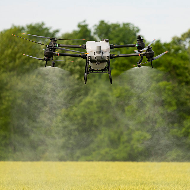 DJI Agras T40 spraying wheat field